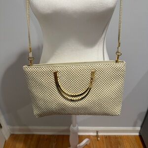 Elegant Cream and Gold Women's Metal Mesh Bag